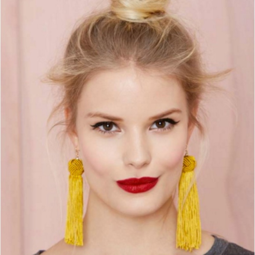 VANESSA MOONEY THE ASTRID KNOTTED TASSEL EARRINGS IN YELLOW